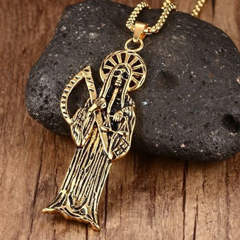 Готическое ожерелье череп меч Готическая оккультная Подвеска Панк Золотой цвет