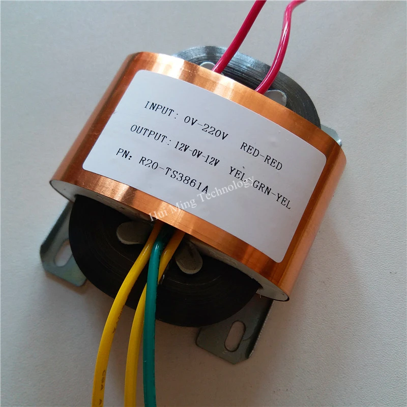 12V 0 1.25A трансформатор R Core R20 пользовательские 220V вход 30VA двойной медный щит пре