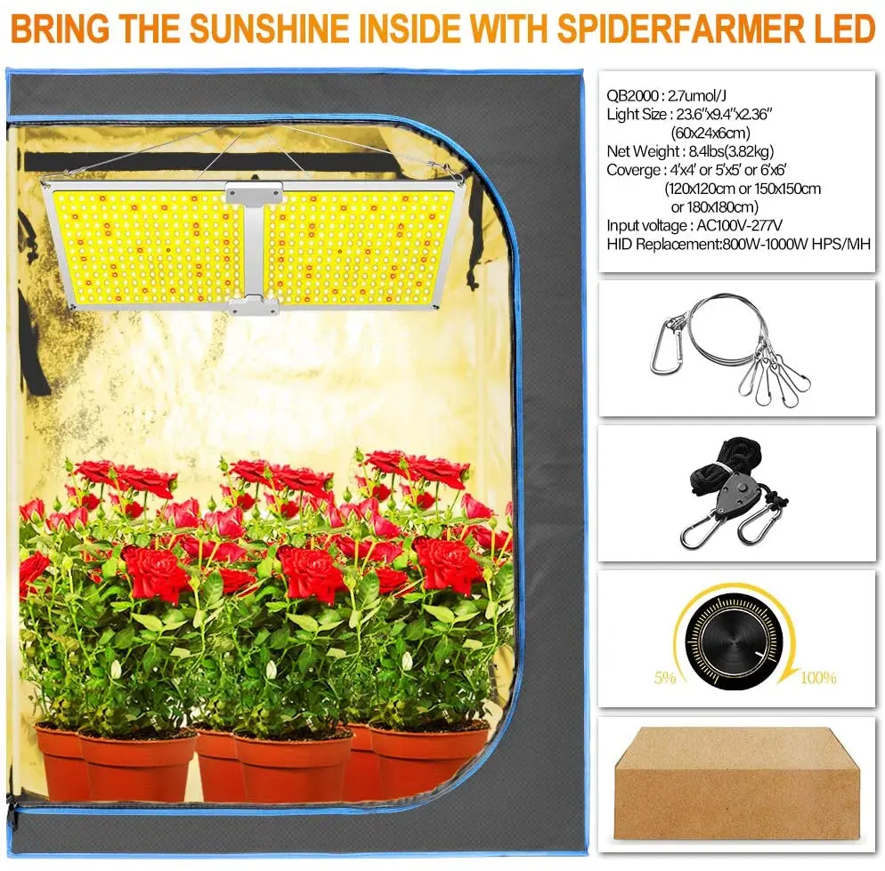 Квантовая светодиодная фитолампа Samsung LM301B 2000 Вт с высоким уровнем ФПФ для