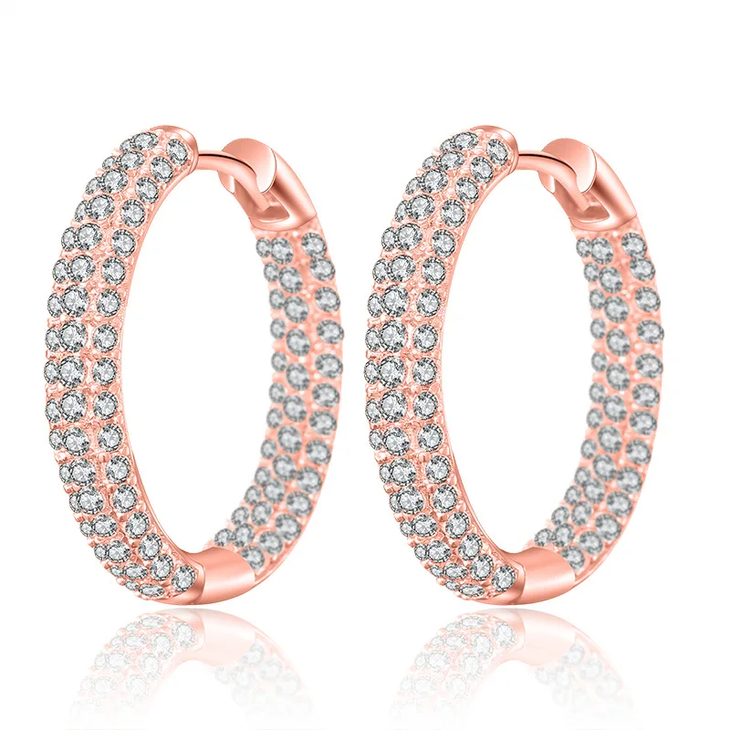 Модные женские Петля серьги круглые Micro Pave Цирконий с украшением в виде
