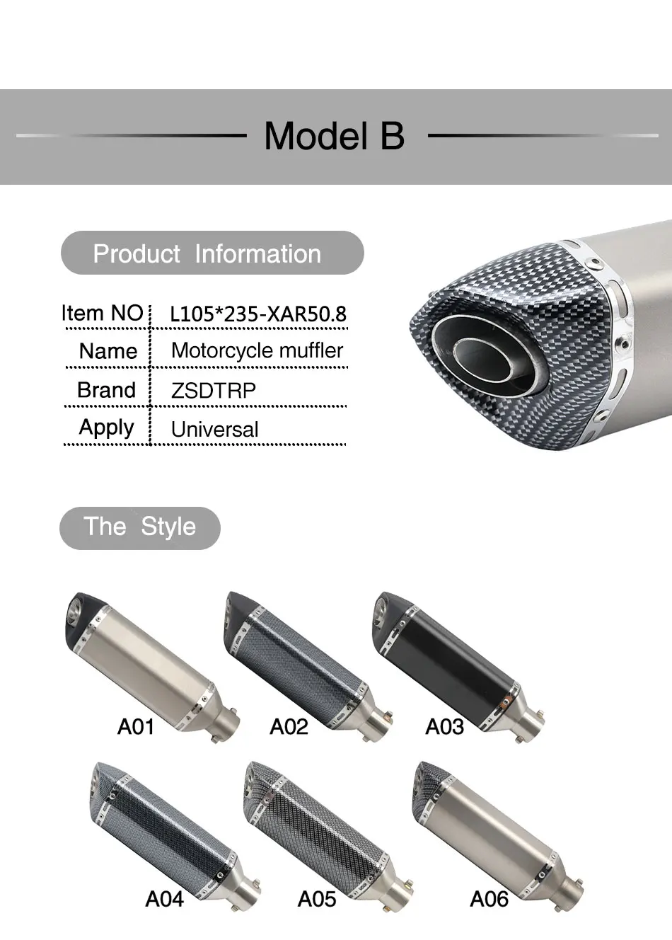 Выхлопная труба Alconstar для мотоцикла глушитель выхлопной трубы Z1000 Z750 MT07 MT09 51