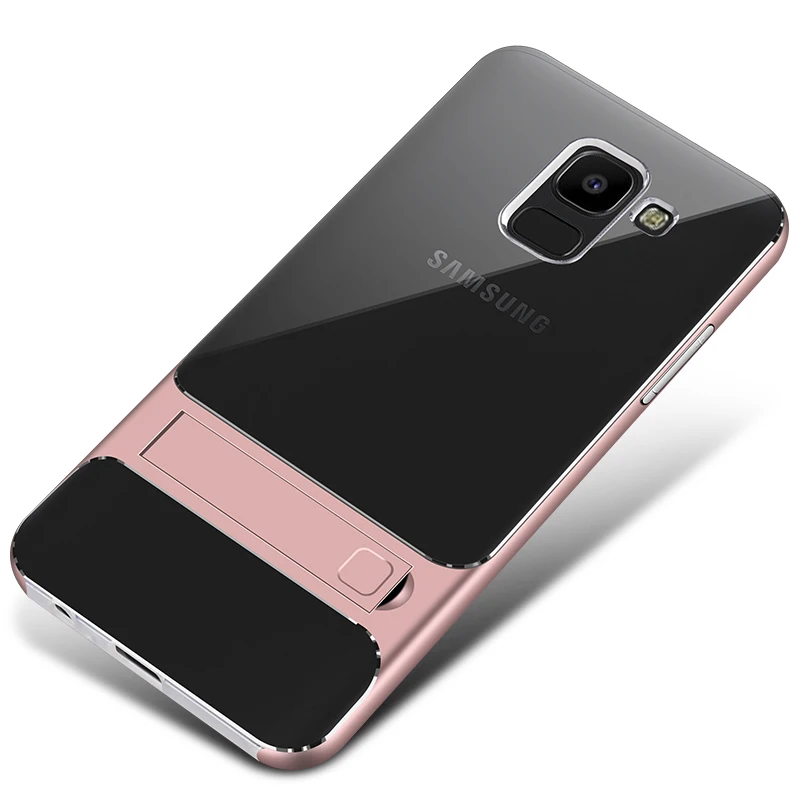 Crystal Rose Gold Полное покрытие для samsung Galaxy J6/J6 Plus чехол Чехол 3D подставка TPU PC Гибридный 360 Защитный чехол на заднюю панель телефона J6+ J600 J6Plus - Цвет: Crystal Rose Gold