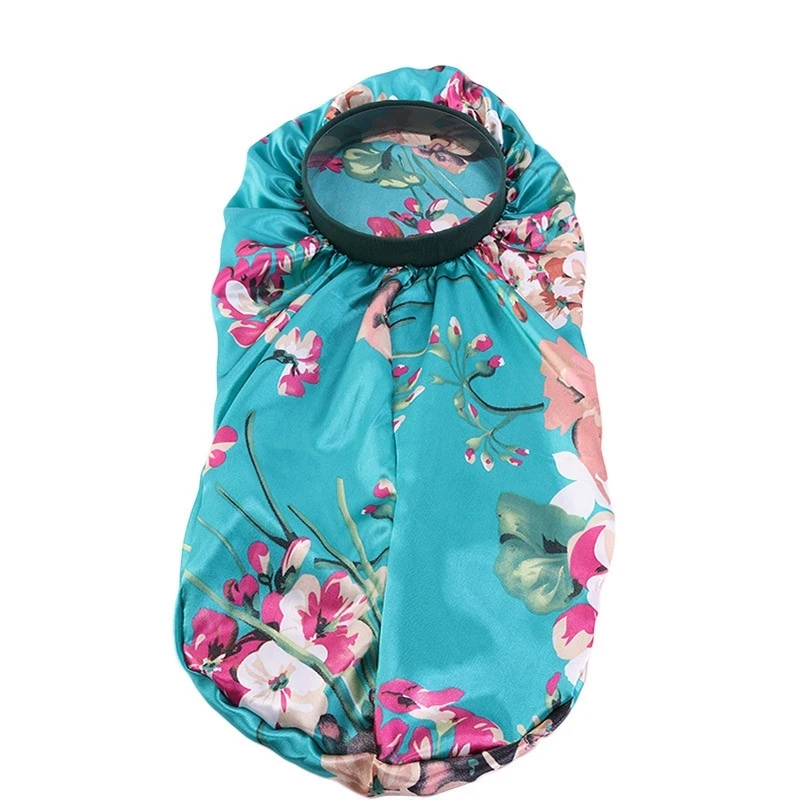 

New Bonnet Long Braid Beauty Ladies Hair Satin Printed Haircaring Hat Coloring Turban Styling Accessories Chemo Night Cap