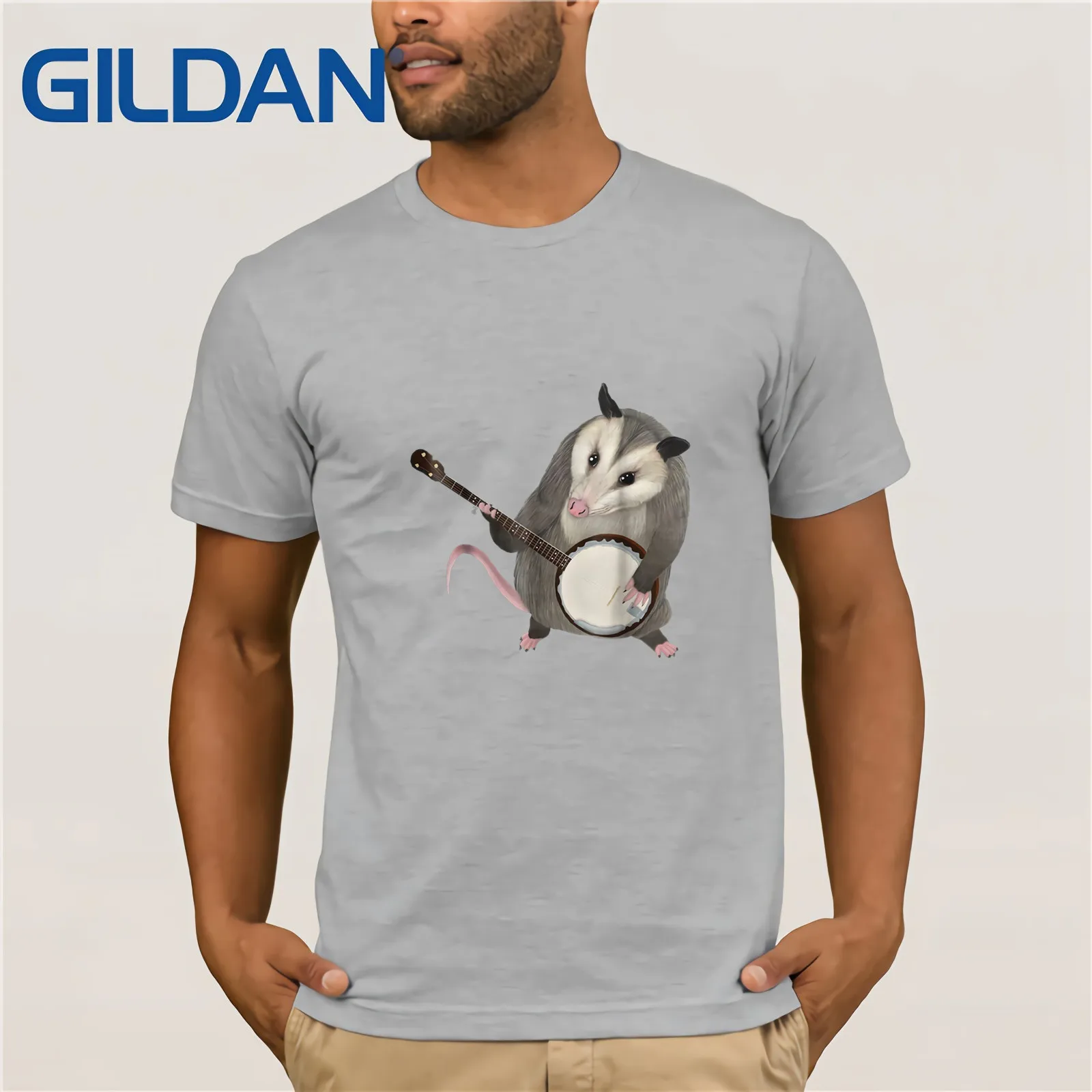 Opossum Playing The Banjo Possum рубашка Летняя мужская футболка с коротким рукавом популярная футболка с круглым вырезом хлопок футболки