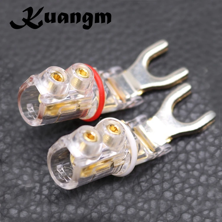Hi-end Pure Red Copper Y shape Speaker Audio Jack Plugs screwing Banana Plug Connector Connectors | Электроника