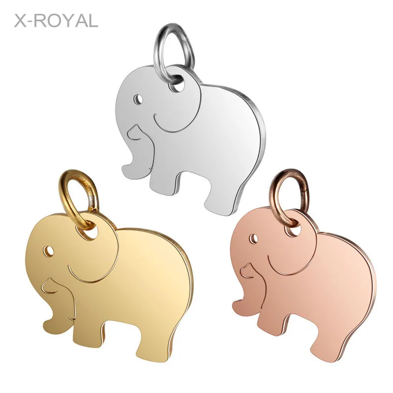 X-ROYAL 5Pcs/lot DIY Jewelry Making Findings Stainless Steel Elephant Shape Pendants Necklace Bracelets Earrings Charms Pendants