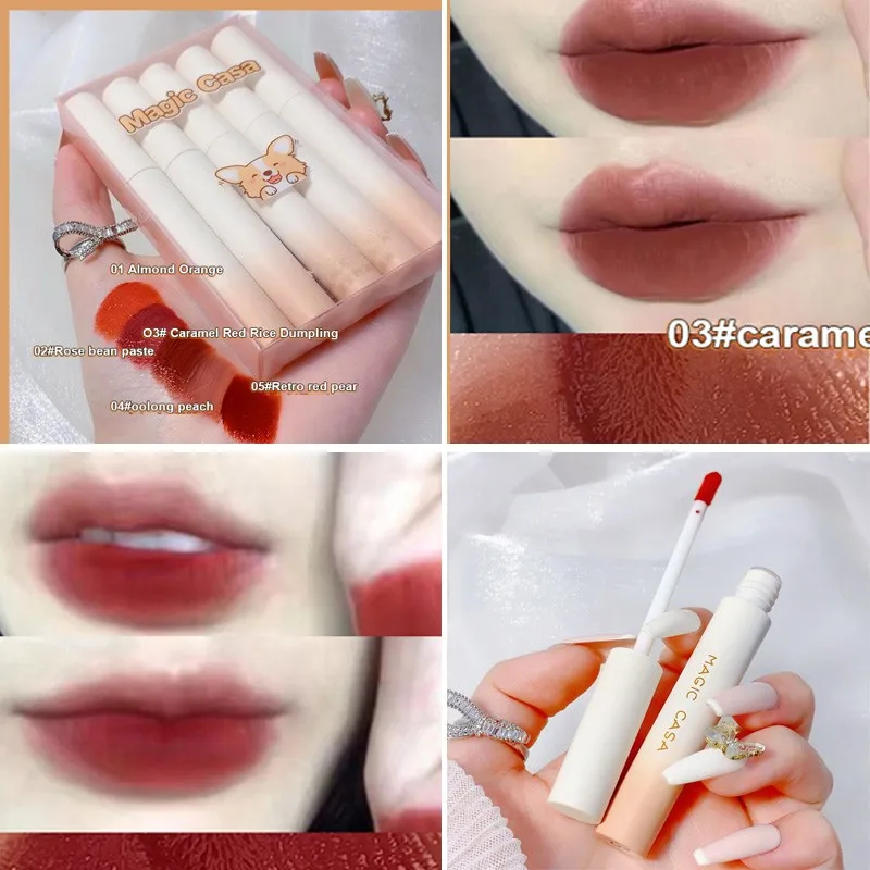 

5pcs/set Matte Lip Gloss Intense Color Tint Liquid Lipstick Smooth Velvet Lasting Lips Makeup Maquiagem Cosmetics TSLM1