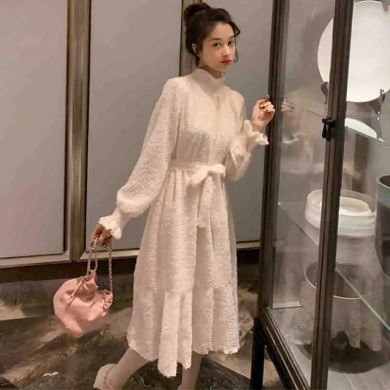 Женское винтажное платье макси черное Элегантное повседневное с длинным рукавом