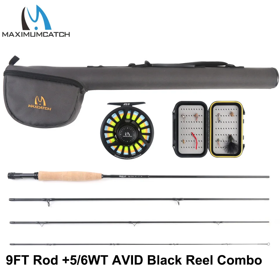 Maximumcatch 5/6WT 9FT Fly Удочка с предварительно намотанной катушкой наряд с Cordura трубка-треугольник - Цвет: 9FTrod avidblack