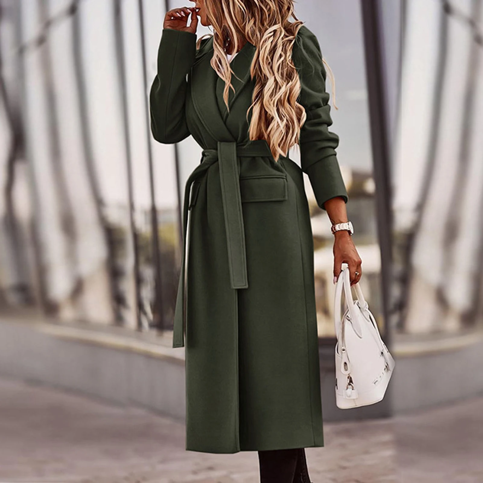 

Solid Women Coat Autumn Winter Windbreaker Full Sleeve Trench Coat Sashes Belted Lapel Cloak Female Coat 2020 Outwear Streetwear