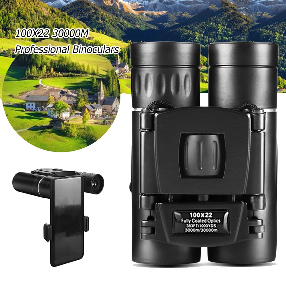 

100X22 30x60 40x22 HD Powerful Binoculars 30000M Long Range Folding Mini Telescope BAK4 FMC Optics For Outdoor Hunting Camping