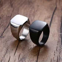 high quality 2021 new stainless steel black mens rings all gloss square solid titanium classic ring wedding engagement jewelry