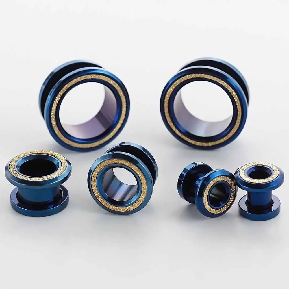 

Stainless steel Black Gold Dull Polish Rings Ear Piercing Tunnels Plugs Simple Ear Screw Expanders Earrings Fashion Body Gift