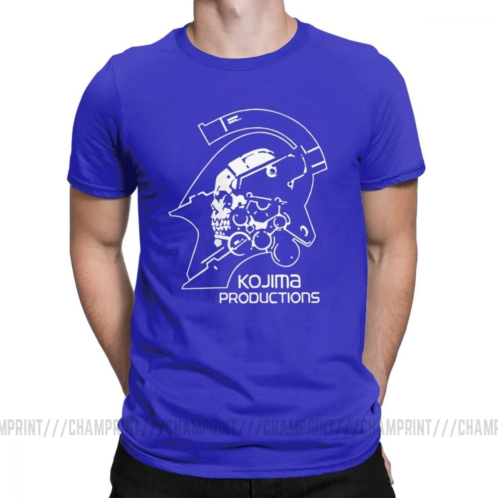 Синий Мужские футболки с металлическим зубчатым механизмом Kojima Products, MGS Hideo Kojima, хлопковые топы с коротким рукавом, футболки с принтом - Цвет: Синий