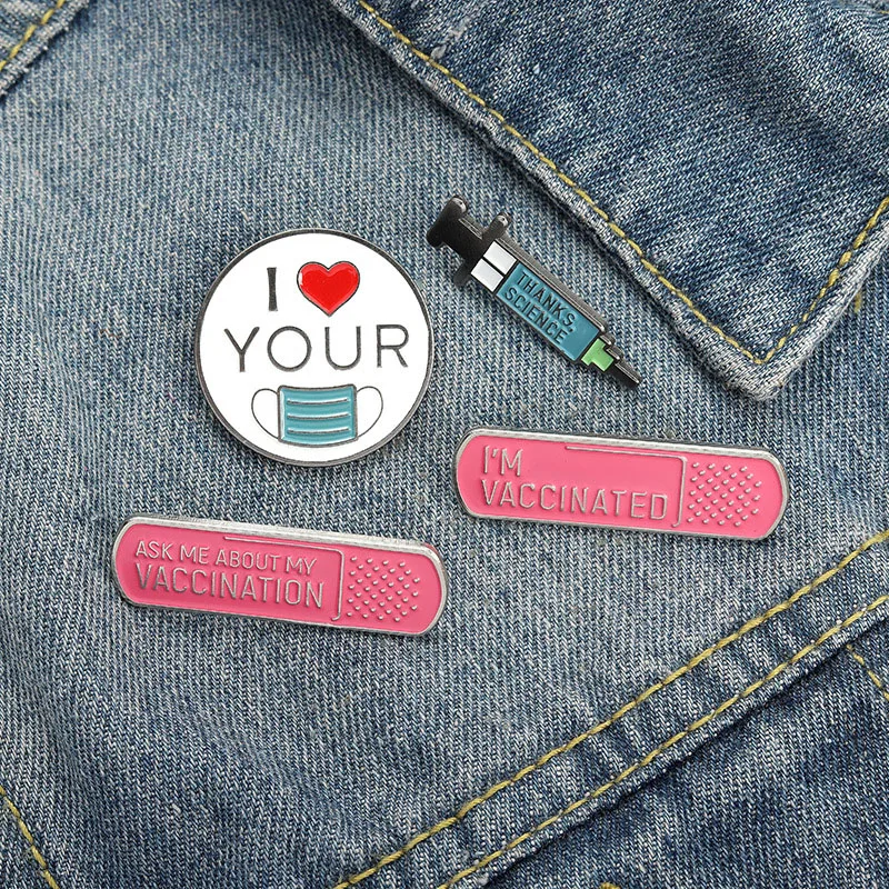 

I’m Vaccinated Mask Syringe Enamel Label Pins Jacket Buckle Pin Woman Brooch Jewelry