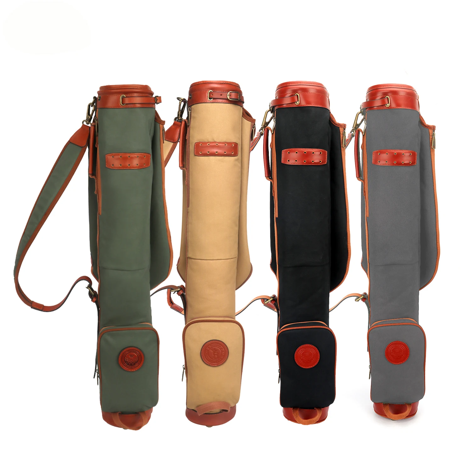 

Tourbon Vintage Golf Bag Clubs Sticks Carrier Golf Sunday Bags Waxed Waterproof Canvas Fleece Padded Pencil Style Cover 84CM