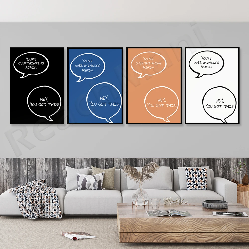 

Inspirational affirmative positive quote, typographic wall art, Overthinker quote decoration, fun printing decoration office or