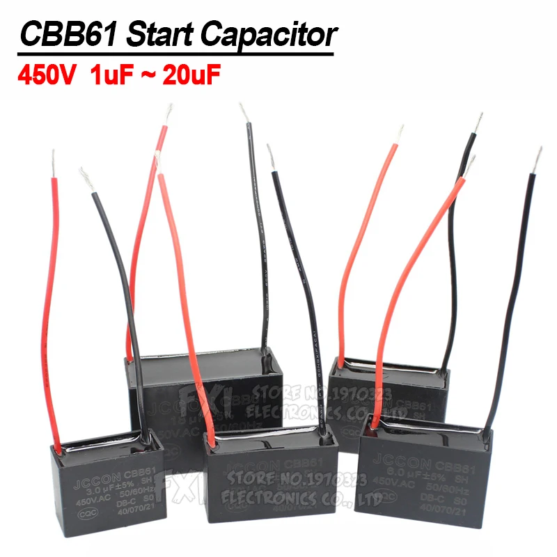 CBB61 Start capacitor 450V 0.8/1/1.5/1.8/2/2.5/3/4/5/6/7/8/10/12/15/18/20UF igmopnrq Fan Ceiling exhaust Motor Run Capacitor CBB