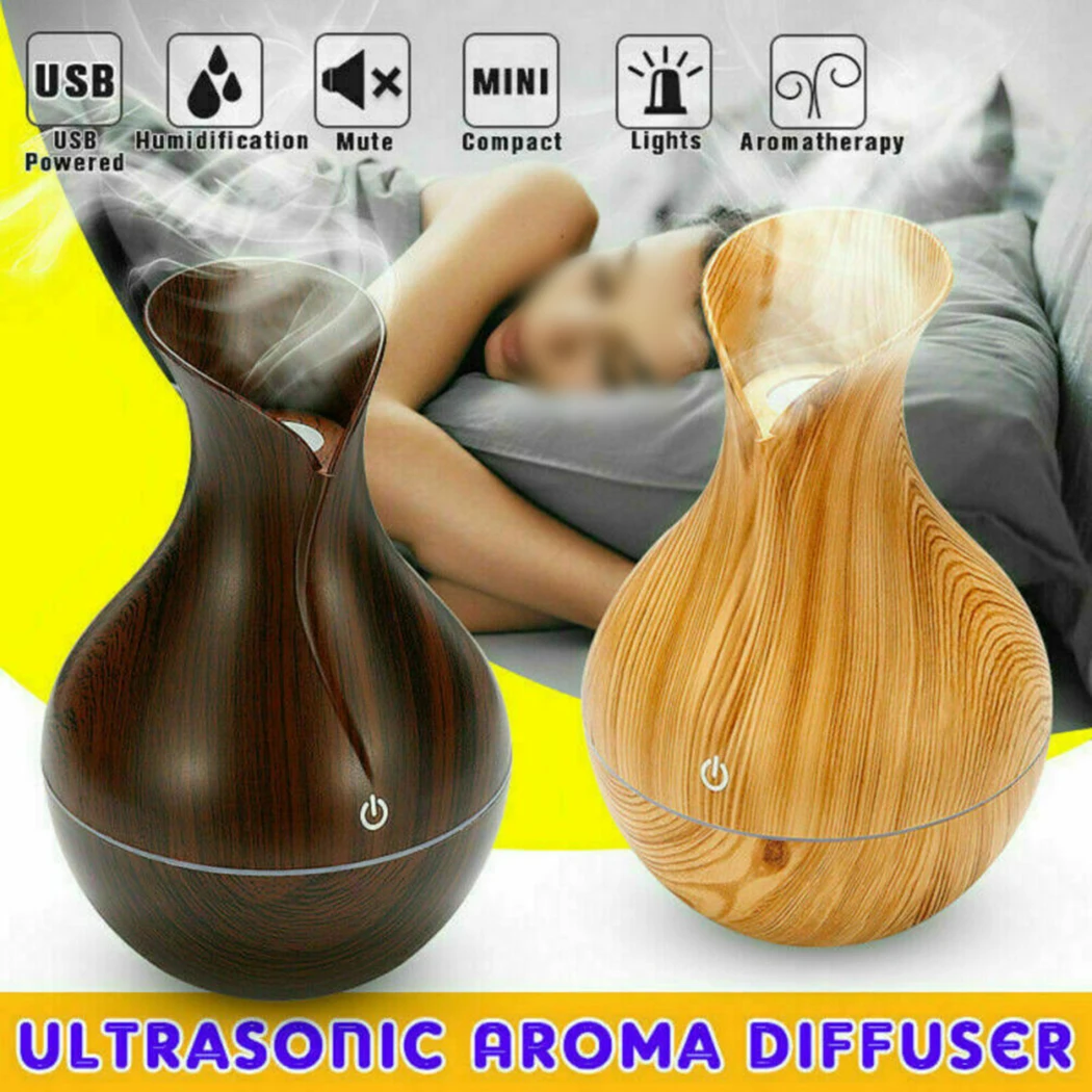 

Ultrasonic Humidifier LED Aromatherapy 130ML Decoration Wood grain Ultra-quiet