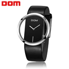 Часы DOM женские, модные повседневные, спортивные, водонепроницаемые до 30 м, кварцевые с кожаным ремешком