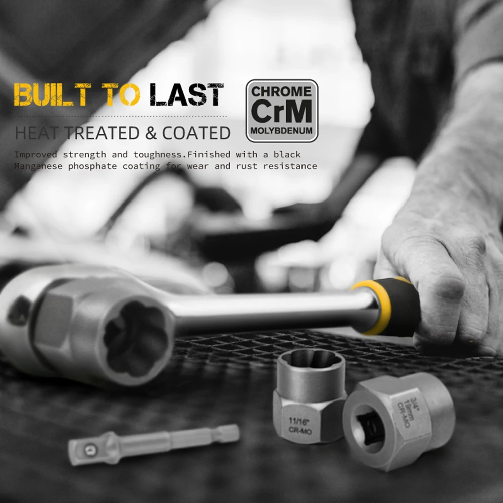 

14 Pcs Damaged Nut Bolt Remover Kit Stud Extractor Broken Screw Remover Hand Tools Set Threading Socket Kit Black Nuts