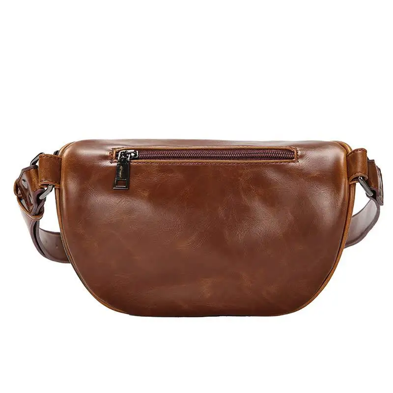 

New Vintage PU Leather men Shoulder Bag Oil Wax waterproof Chest bag male Multifunction waist Purse Bag Single Pillow Travel bag