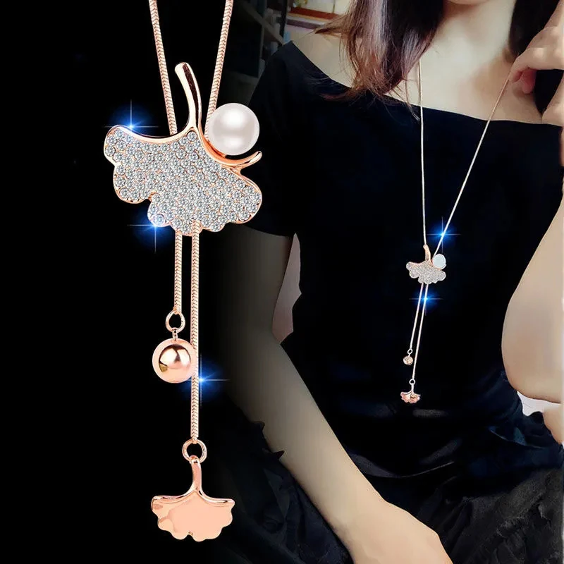 

Fashion Jewelry New Style Korean Personality Golden Tassel Long Women Sweater Chain Crystal Decoration Luxury Gifts For Women