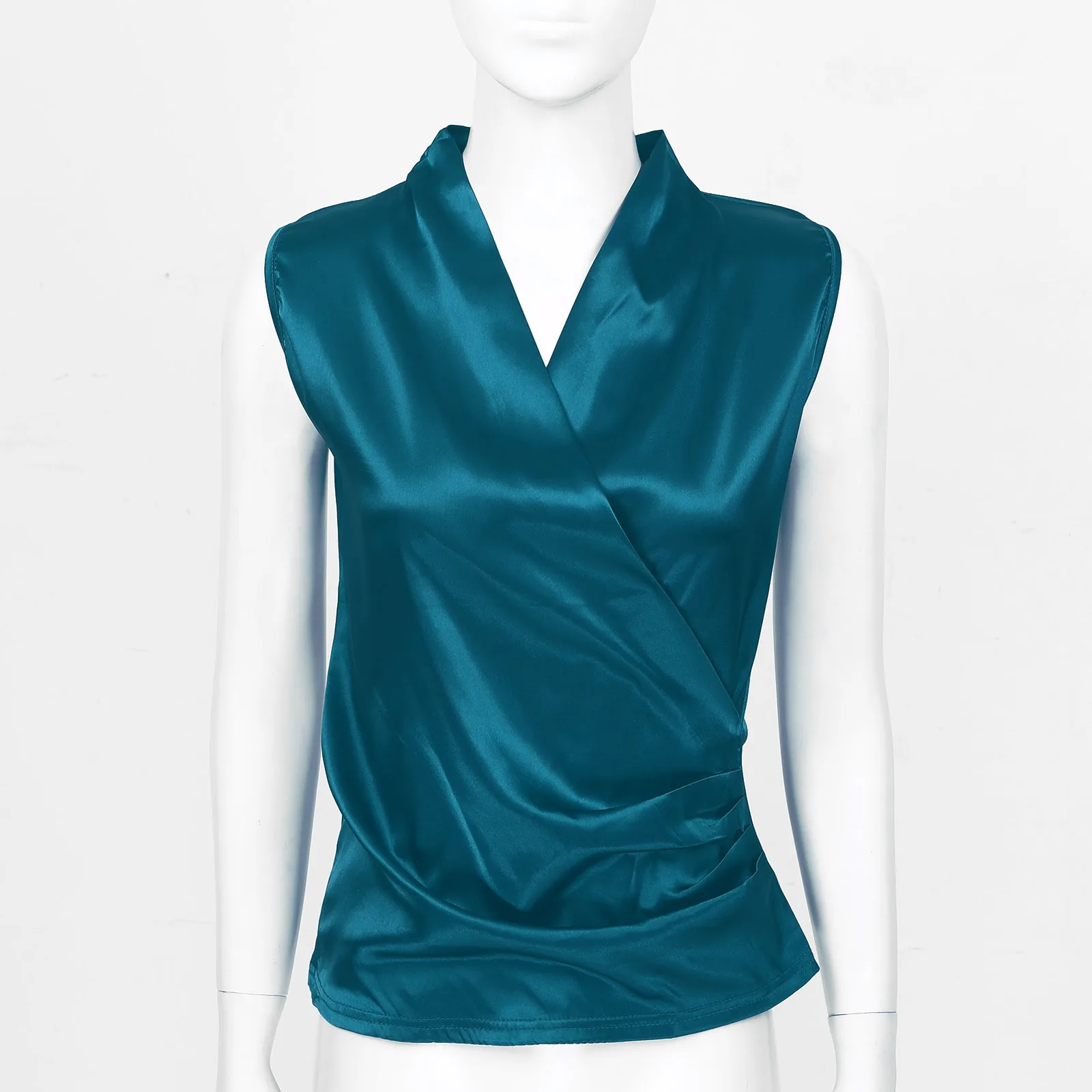 Элегантный женский летний костюм с запахом через плечо и V-образным вырезом