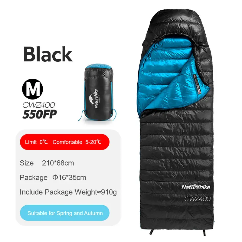 Naturehike CW400 конверт Тип белый гусиный пух спальный мешок зима теплый s NH18C400-D - Цвет: CWZ400-B-M