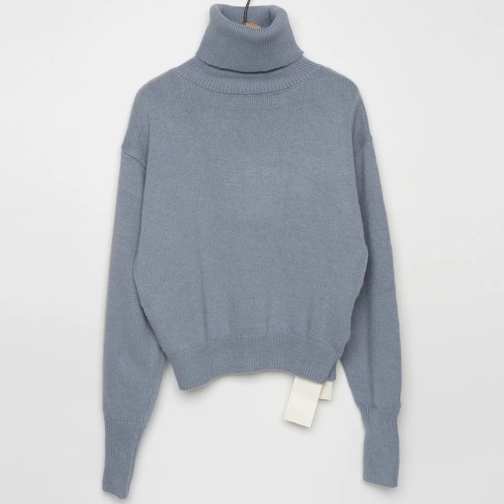 Свитер с воротником-поло пуловеры высоким воротником женские короткие свитера