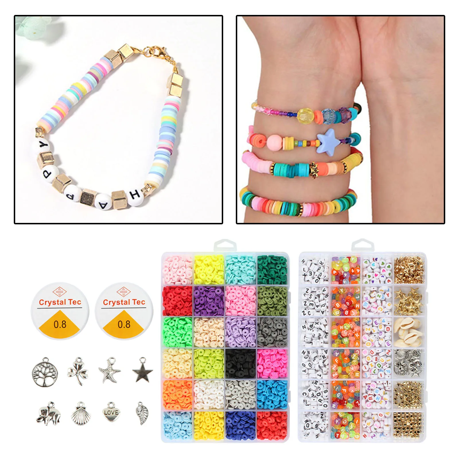 

1Box Round Polymer Clay Beads DIY Bracelets Jewelry Making Finding Beading