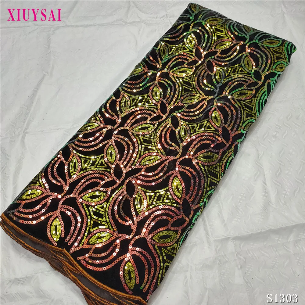 

2020 High Quality african velvet lace fabric 2020 high quality lace french lace fabric with sequin P1303