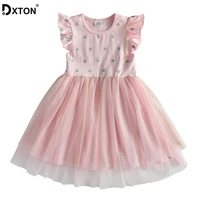 dxton kids summer dresses for children flare sleeve tutu dress unicorn girls clothing vestidos girl princess dress kids costumes