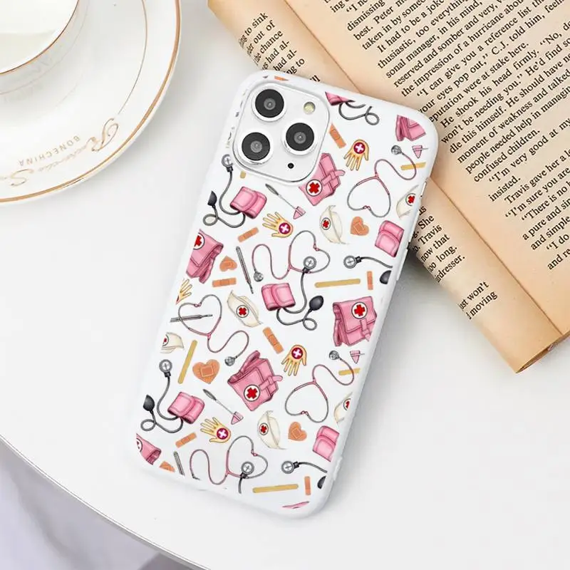 

Nurse Medical Medicine Health Heart Phone Case Candy Color White for iPhone 11 pro XS MAX 8 7 6 6S Plus X 5S SE 2020 XR