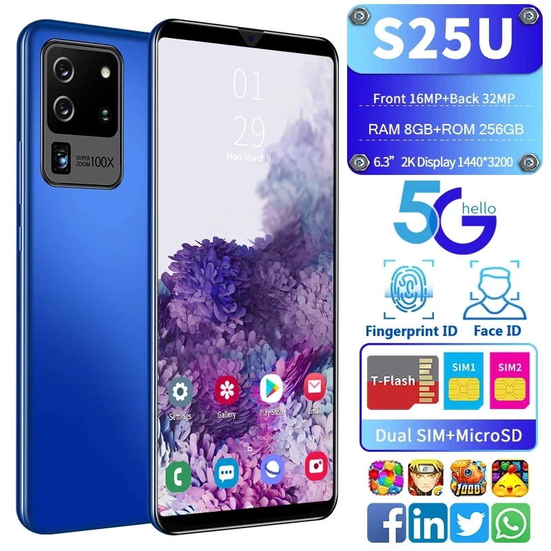 

2021 New Fashion 5G Smartphone 12GB+512GB for Samsung galaxy S25U Cellphone Triple Card Slot Design Mobile Phone