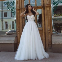 herburnl wedding dress elegant sweetheart spagetti straps glitter tulle lace vestido de novia a line bridal gown for women