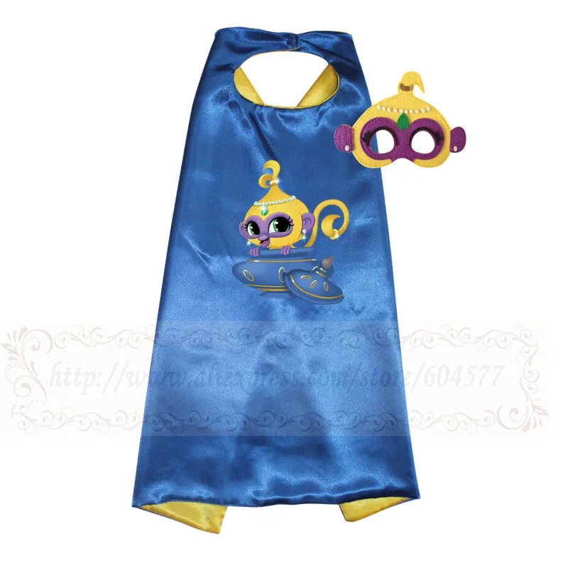 Blue Shimmer and Shine Costume Cape with mask Girls Costume Halloween Costumes Anime Cosplay for Birthday Party - Color: Blue