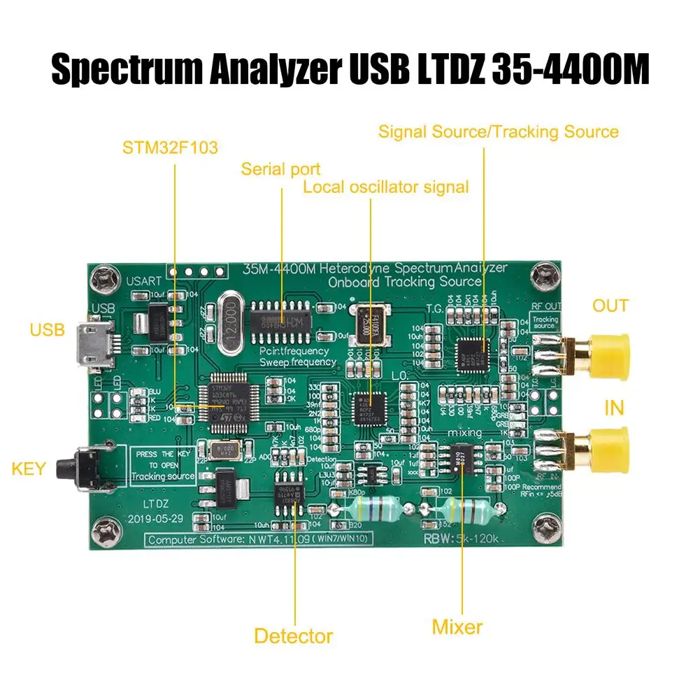 LTDZ_35-4400M анализатор спектра USB источника сигнала инструмент анализа передаточная