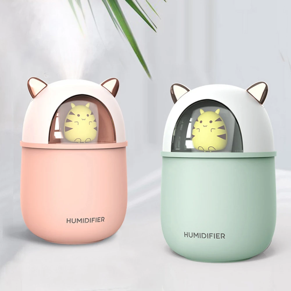 

Mini Ultrasonic Air Humidifier 300ml Cute Pet Aroma Essential Oil Diffuser USB Seven Colors Romantic LED Night Lamp Mist Maker