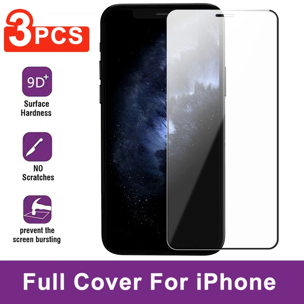 Полное покрытие закаленное стекло для iPhone X XR XS Max Взрывозащищенная защитная