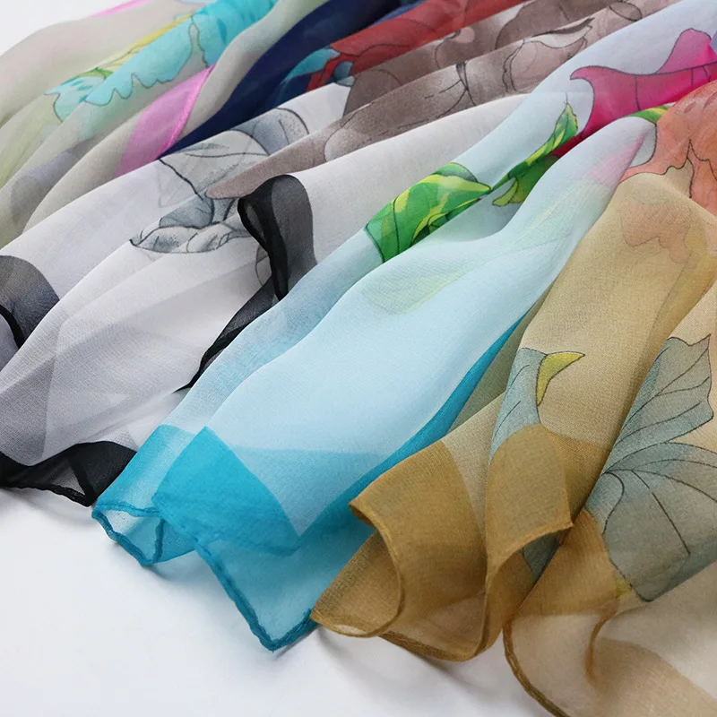 2020 новый цветок розы печать жоржет шифон шарф Шелковый квадратный хиджаб крутой