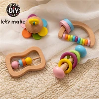 lets make 0 12 months hot sale baby rattle toys colorful wooden blocks music rattles graphic cognition early educational toys f