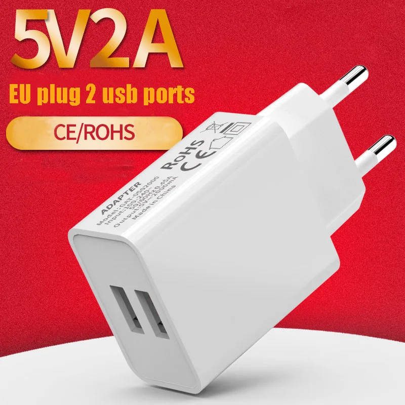 

2 ports USB Phone Charger 5V 2A EU Plug For smartphone Universal For ios android Mobile Phone Wall Charger Adapter
