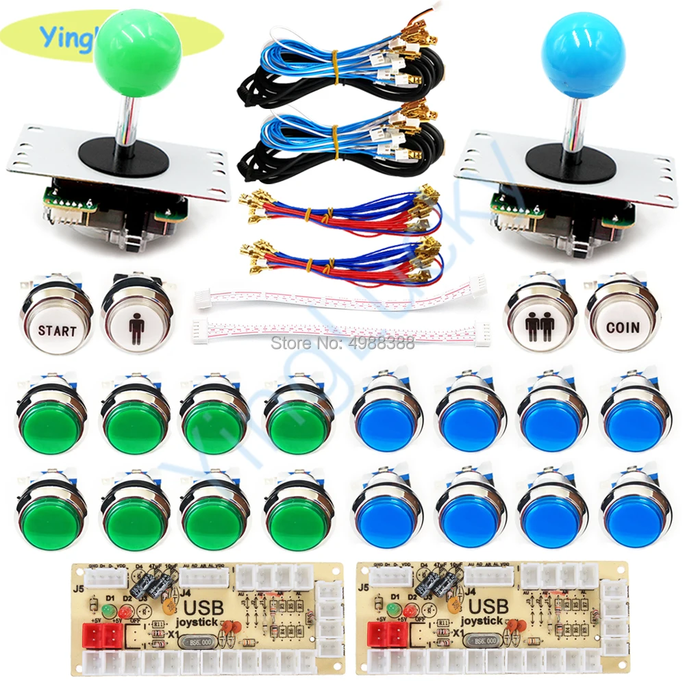 Аркады Джойстики 2 игроков DIY Kit Zero Delay USB энкодер sanwa Джойстик 33 мм светодиодный PC