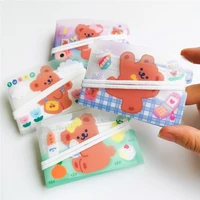 milkjoy kawaii cartoon print mask storage folder 5 pieces cute bear pvc waterproof portable mask box for girls