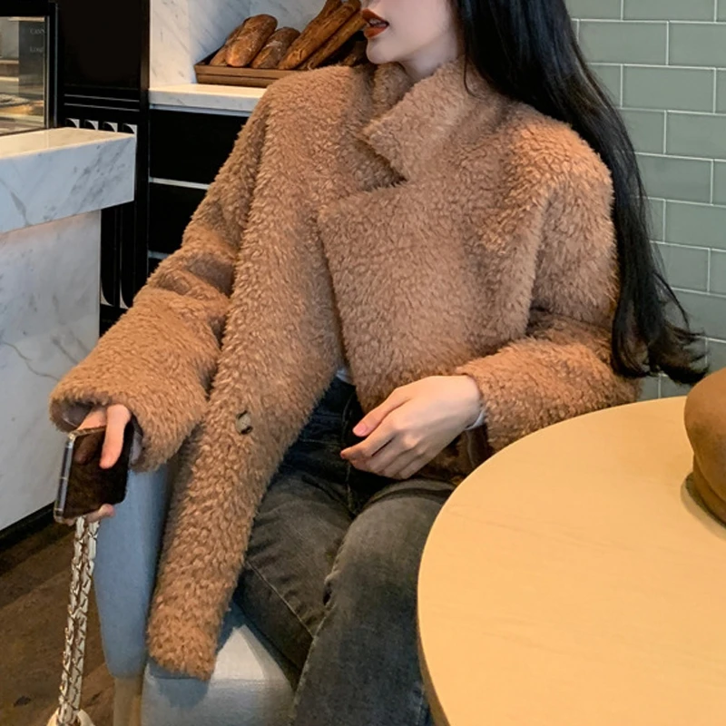 RICININA Женская куртка 2020 высокая горловина длинный рукав твердая шерсть женские