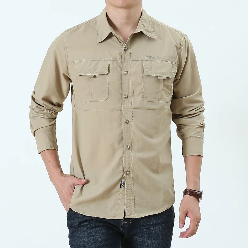 2021 New Autumn Long-sleeved Shirt Men's Fashion Casual Loose Large Size Solid Color Business Pure Cotton Shirt Men's Shirt
