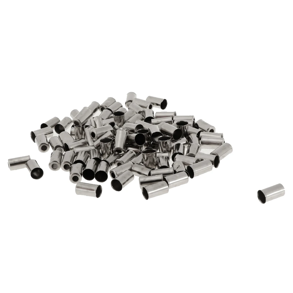 

100 Pcs Aluminum Bicycle Bike Brake Cable Wire 5mm Crimps End Ferrules Caps