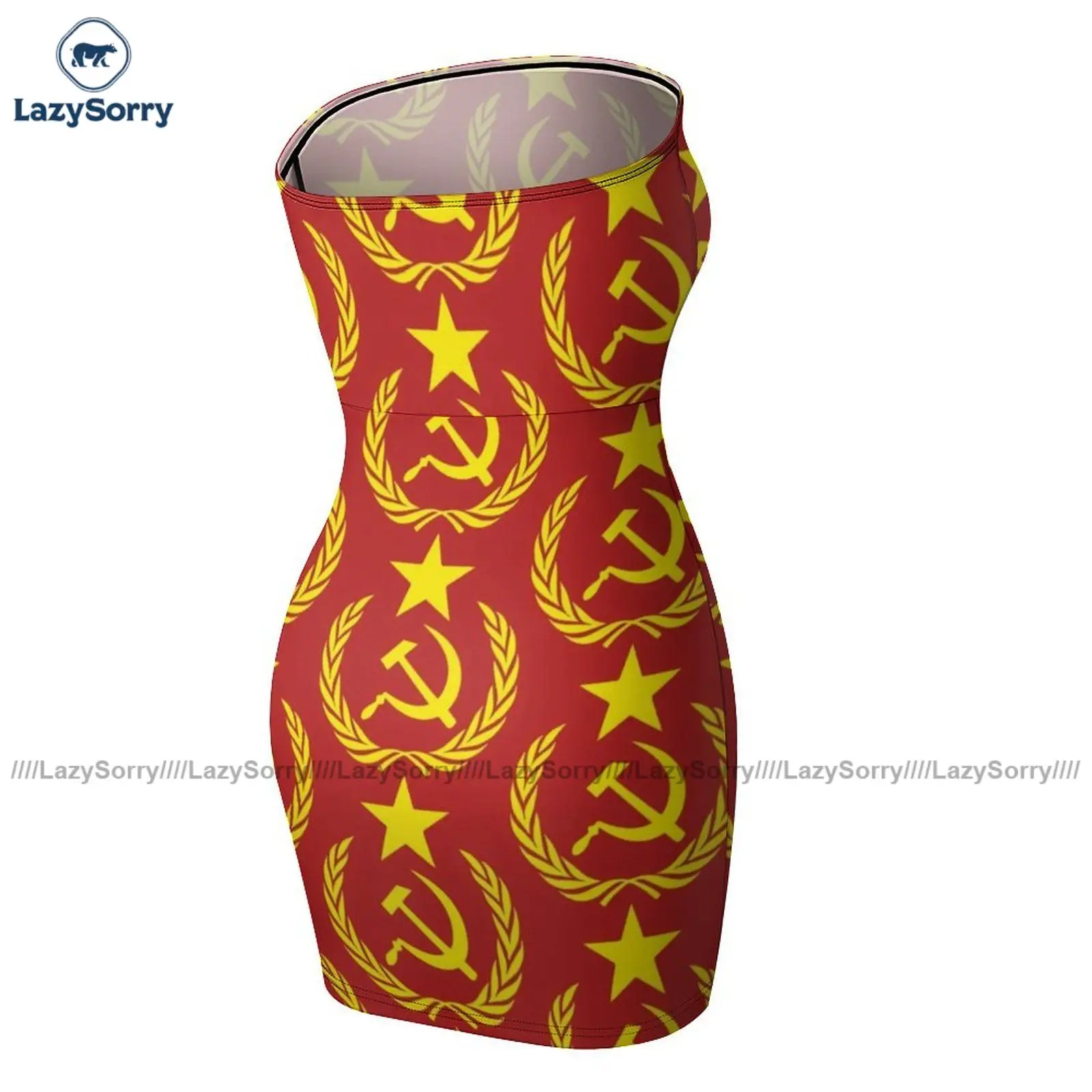 

Flag Tube Dress Fashion Party Bodycon Girl Printed Spandex Simple One-Piece