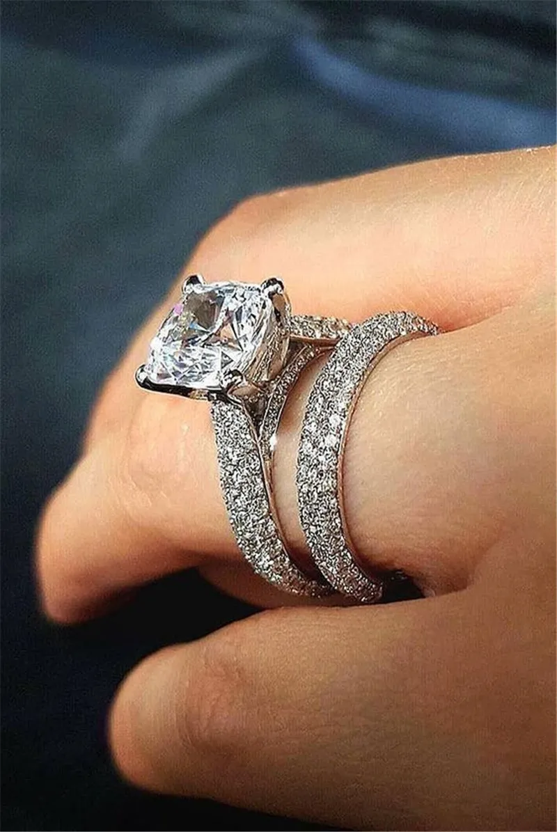 Набор обручальных колец ручной работы с искусственным бриллиантом 3 карат